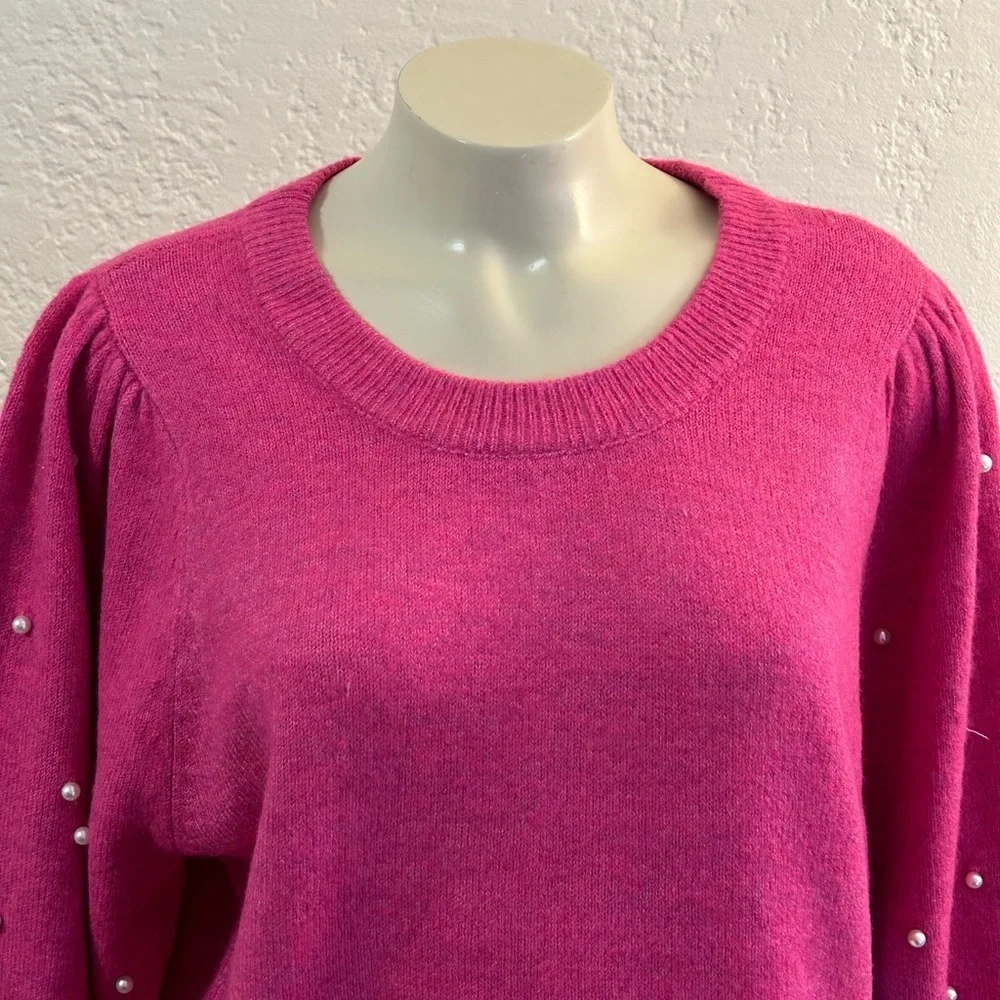 CECE MED Barbie pink puffs pearls  beaded sleeves NWT